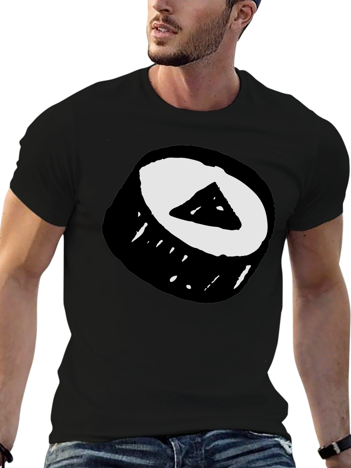 Sushi Roll Graphic Tee - Black Cotton T-Shirt