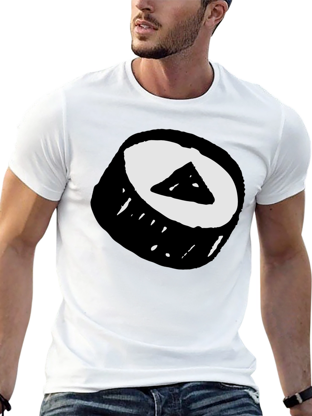 Sushi Roll Graphic Tee - Black Cotton T-Shirt