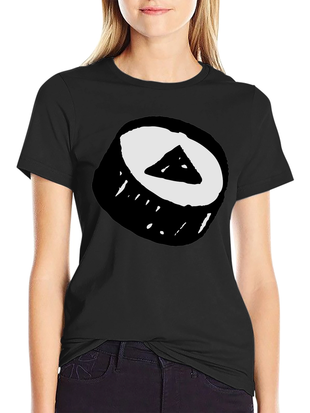 Sushi Roll Graphic Tee - Black Cotton T-Shirt