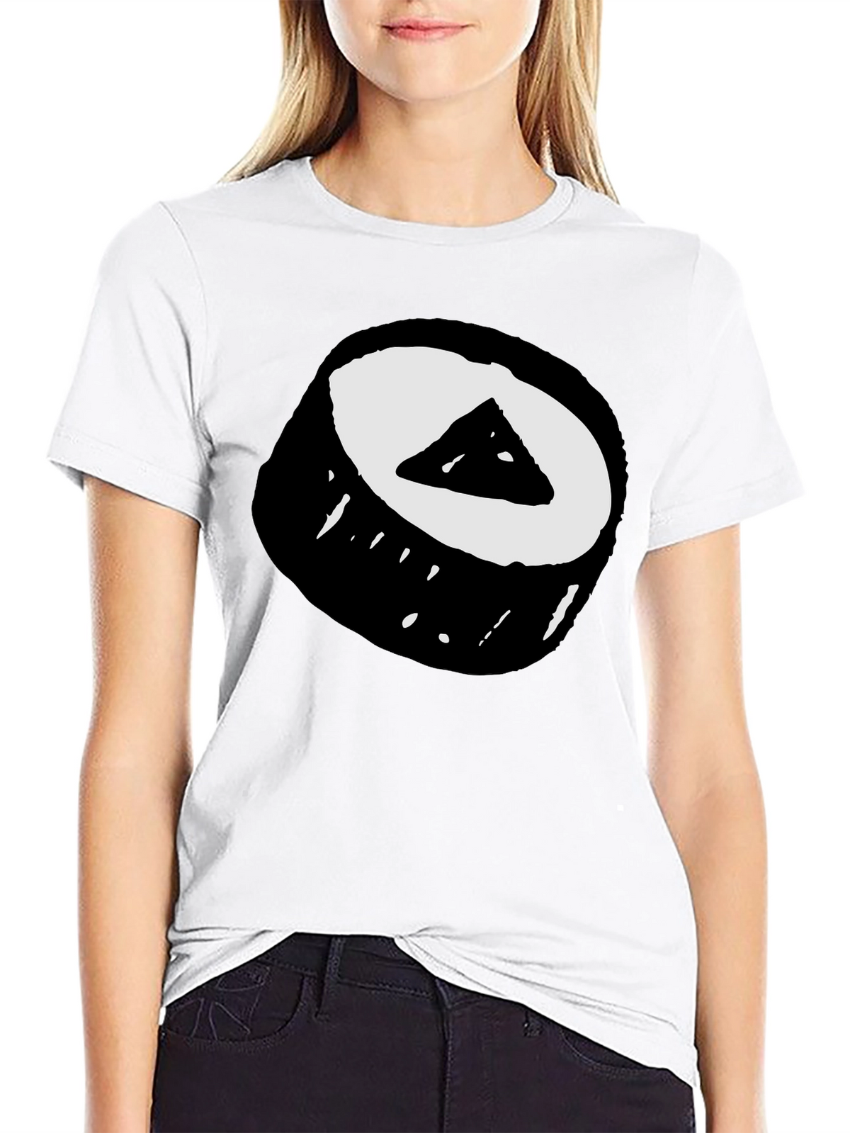 Sushi Roll Graphic Tee - Black Cotton T-Shirt