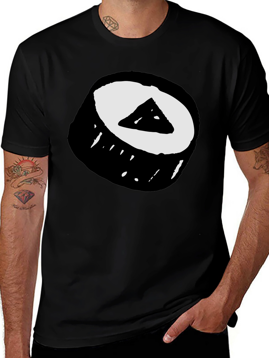 Sushi Roll Graphic Tee - Black Cotton T-Shirt
