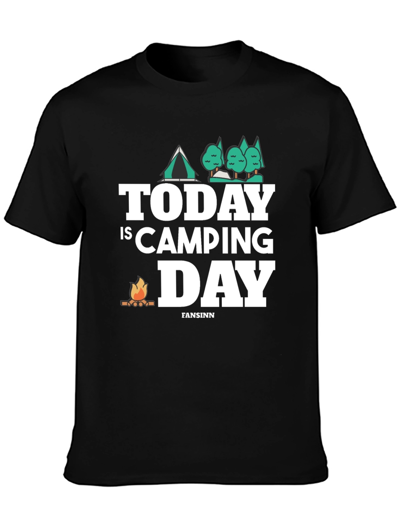 Today is Camping Day Graphic Tee - Black Cotton T-Shirt