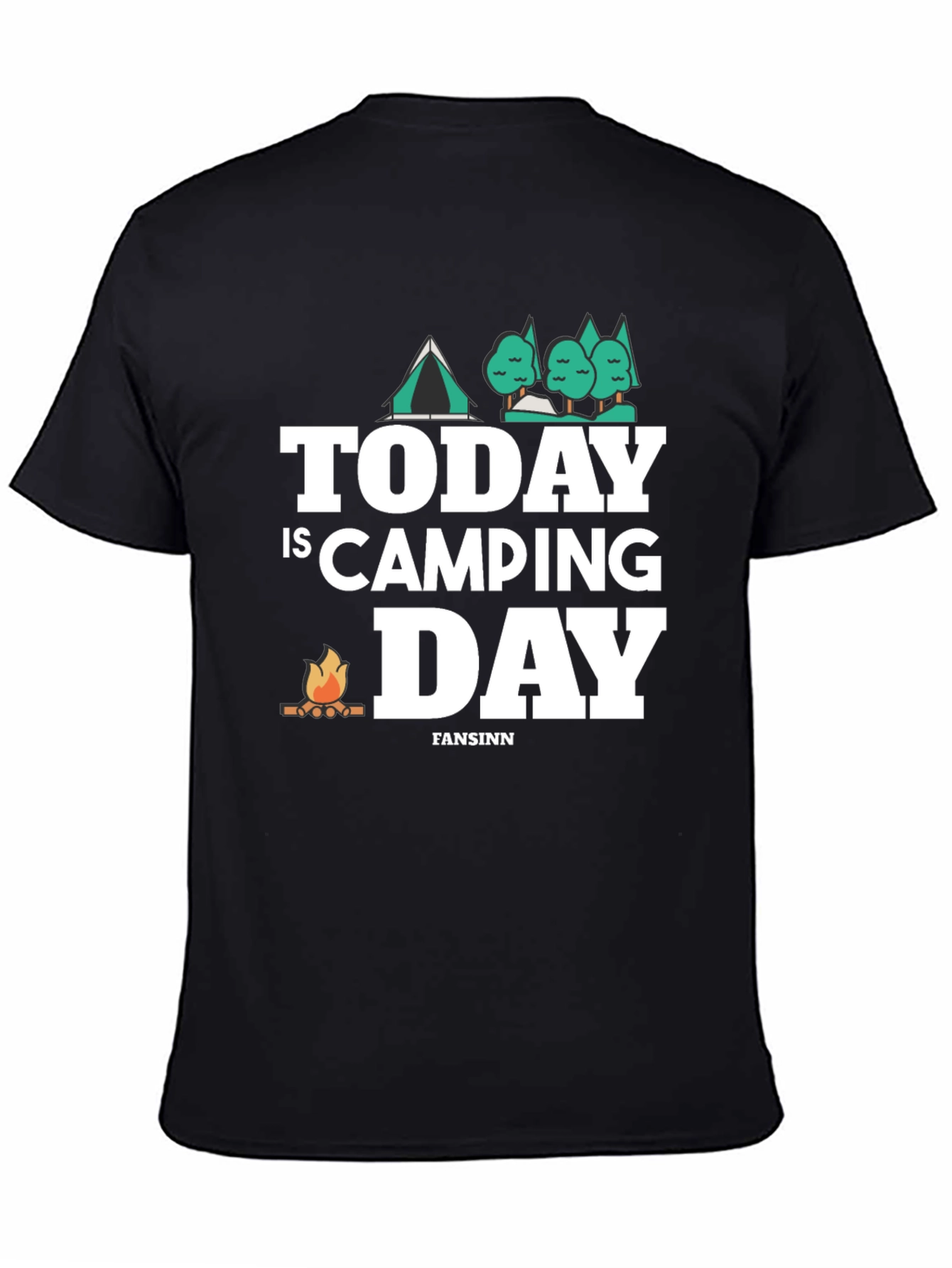 Today is Camping Day Graphic Tee - Black Cotton T-Shirt