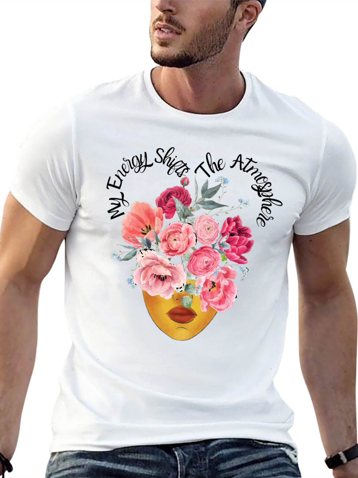 Floral Energy Shift T-Shirt - Black