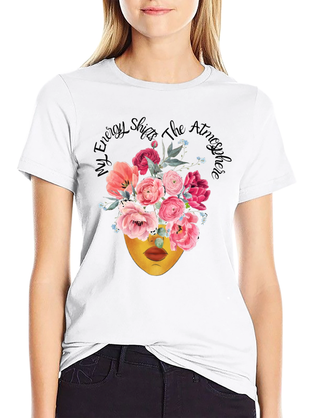 Floral Energy Shift T-Shirt - Black