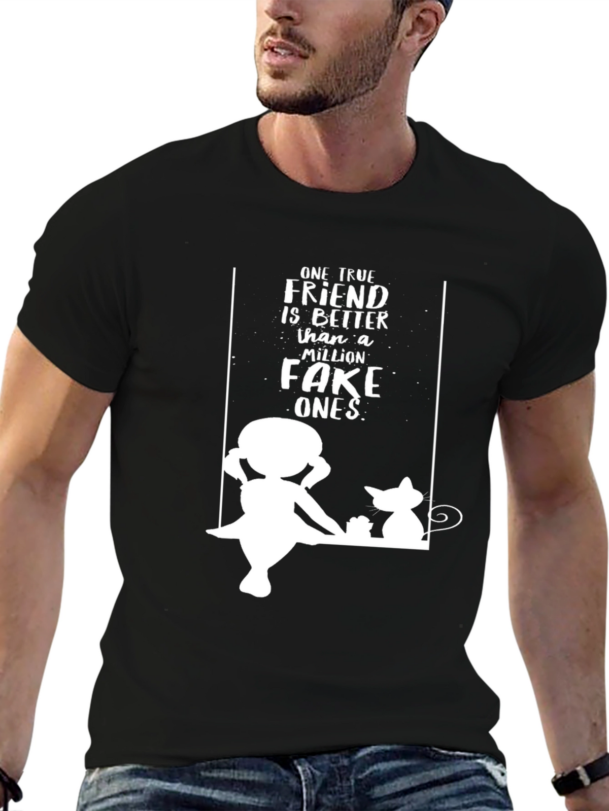 True Friend Graphic Tee - Unisex Black T-Shirt