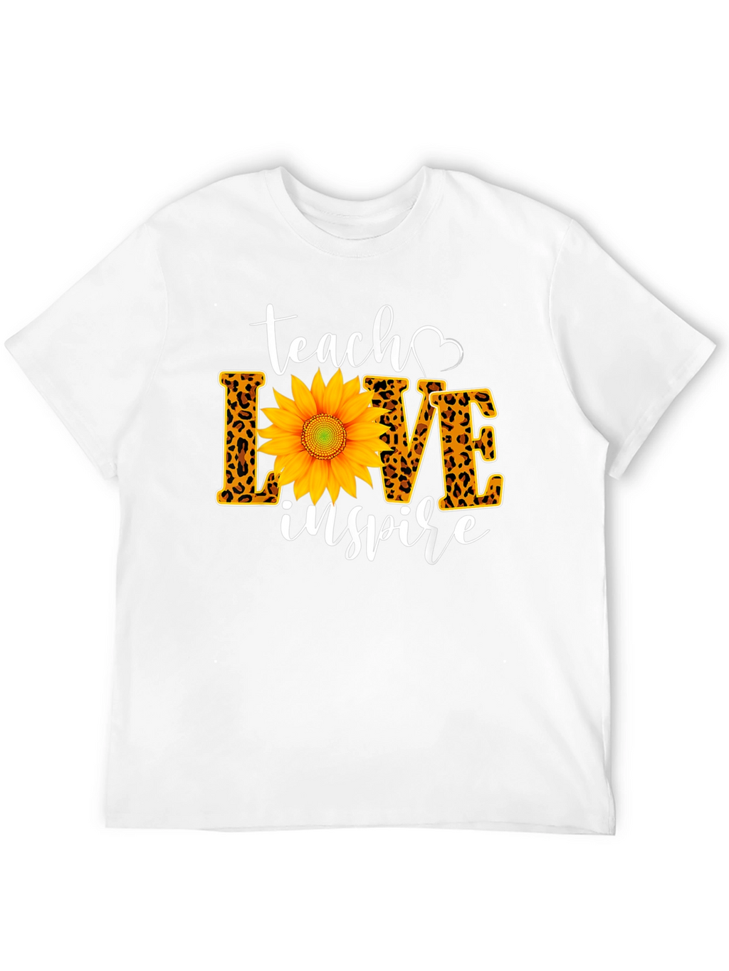 Teach Love Inspire Sunflower Leopard Print Tee