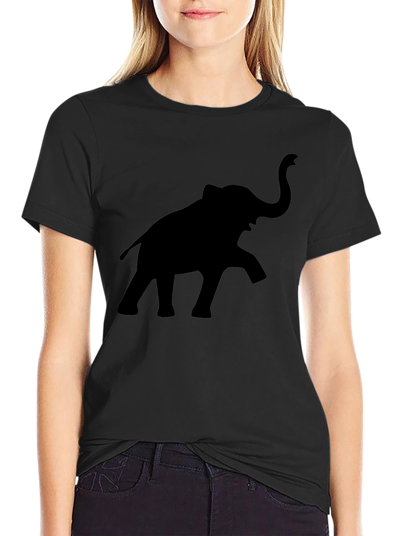 Elephant Silhouette Black T-Shirt