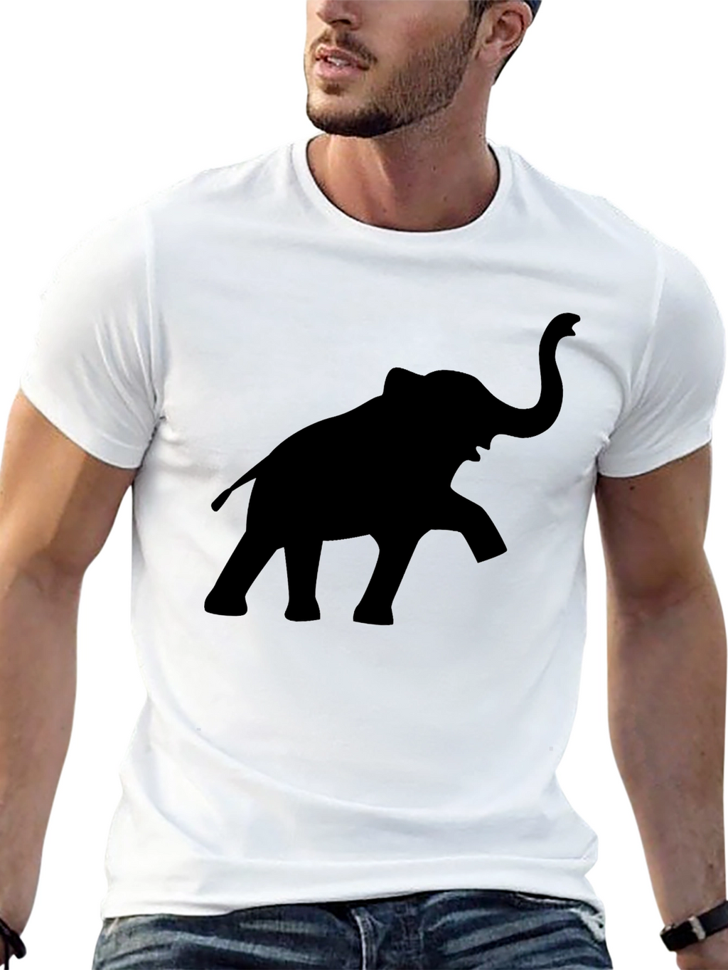 Elephant Silhouette Black T-Shirt