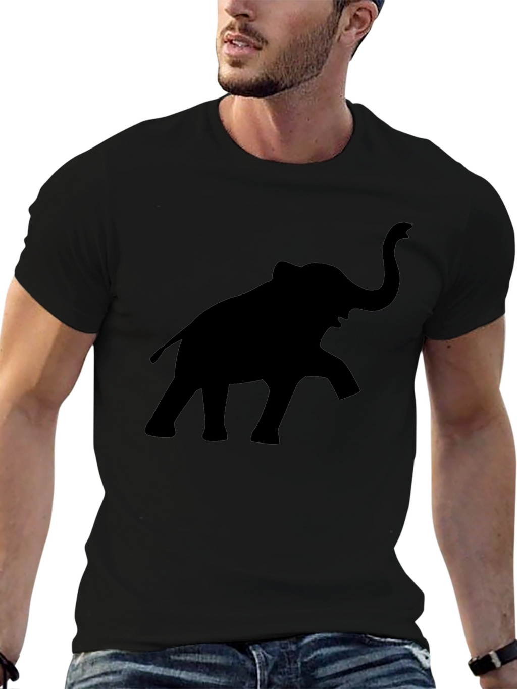 Elephant Silhouette Black T-Shirt