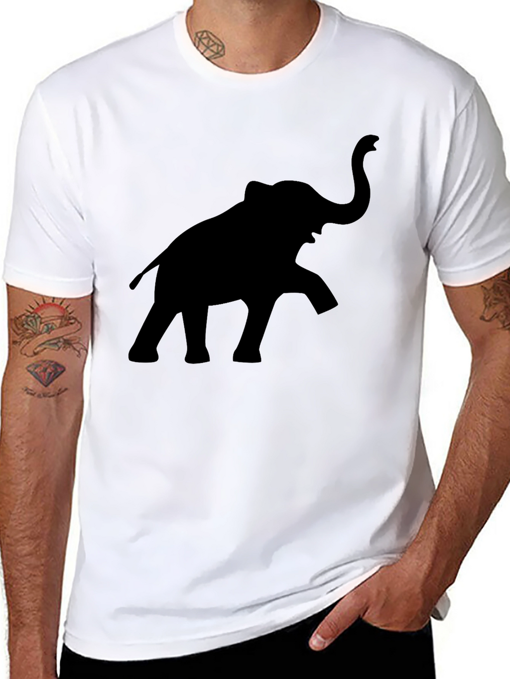 Elephant Silhouette Black T-Shirt
