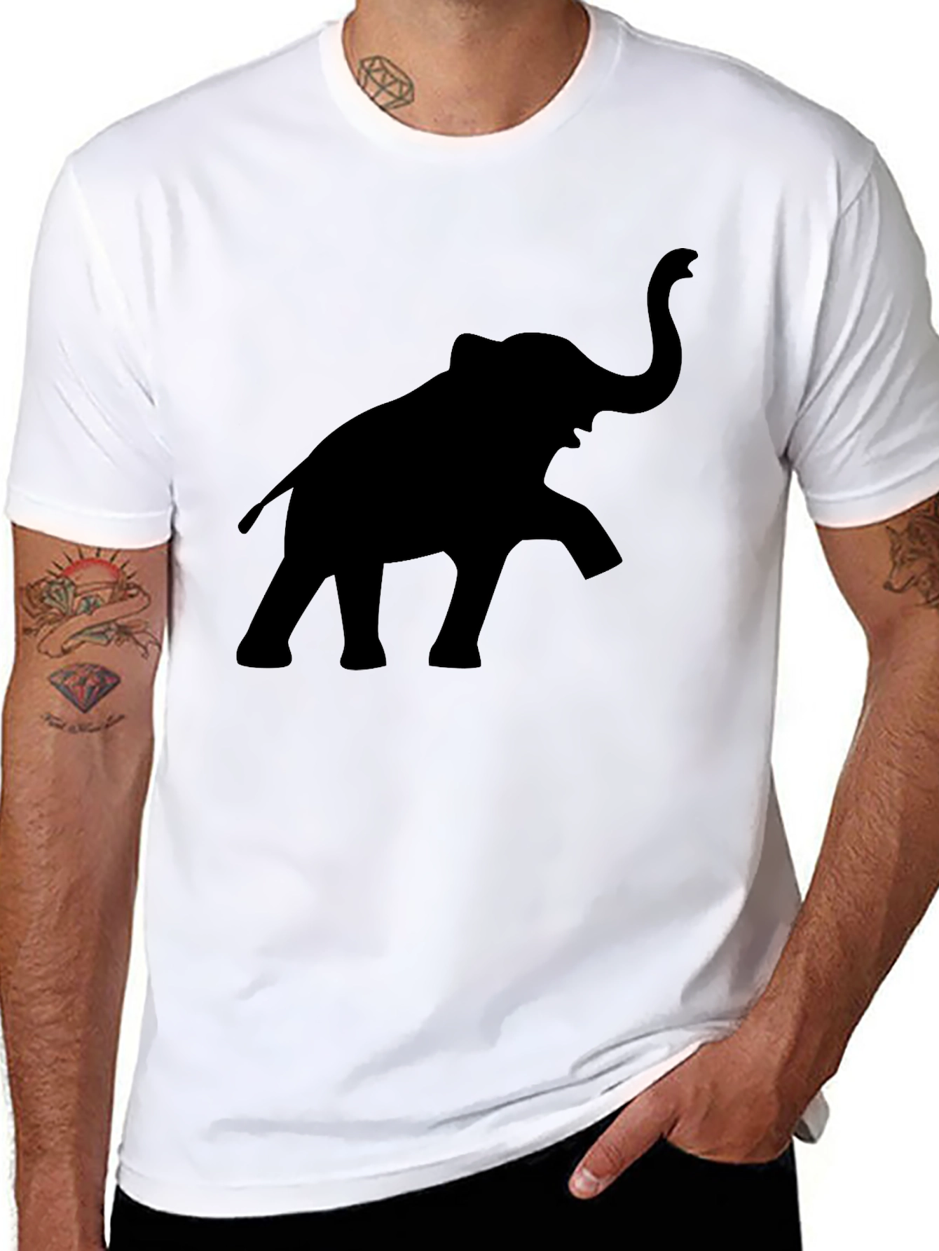 Elephant Silhouette Black T-Shirt