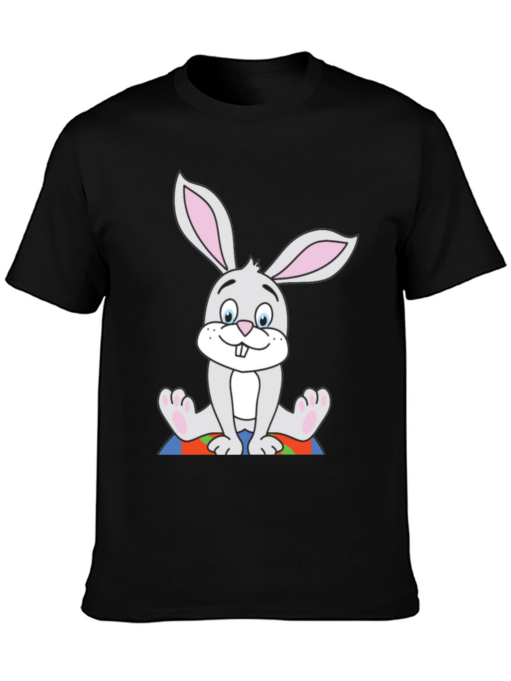 Cartoon Bunny Black T-Shirt