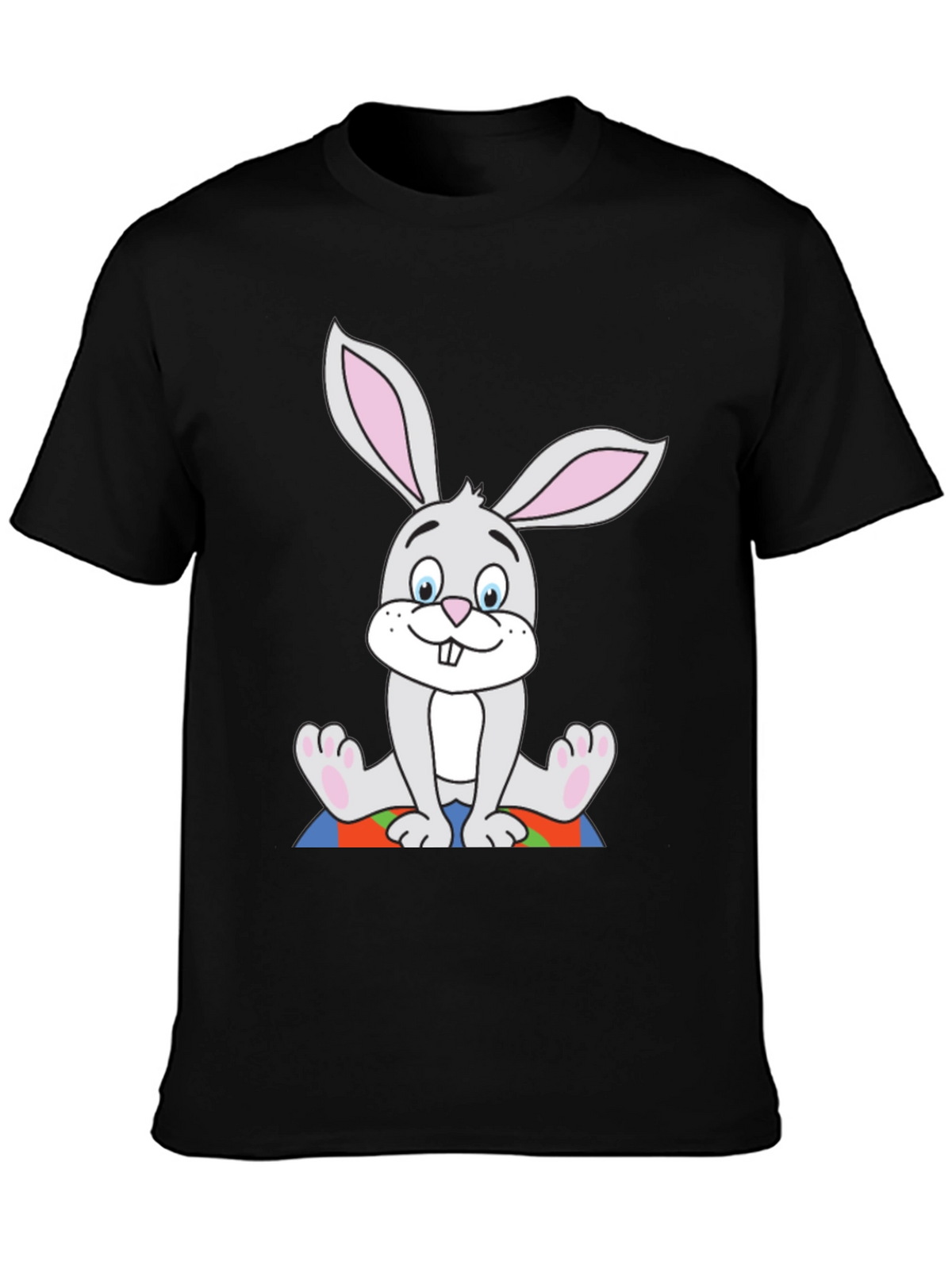 Cartoon Bunny Black T-Shirt