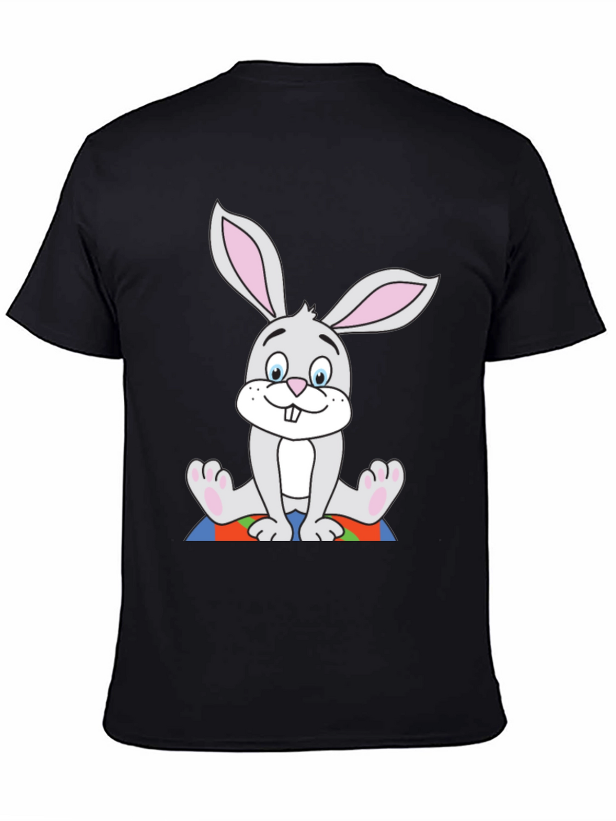 Cartoon Bunny Black T-Shirt