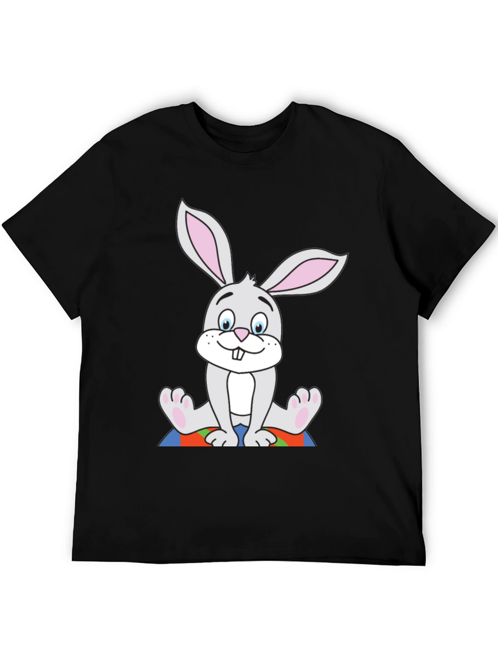 Cartoon Bunny Black T-Shirt