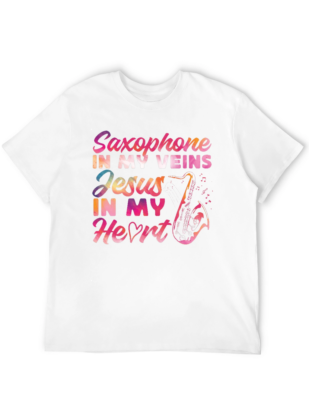 Saxophone Jesus Heart T-Shirt - Musical Faith Tee