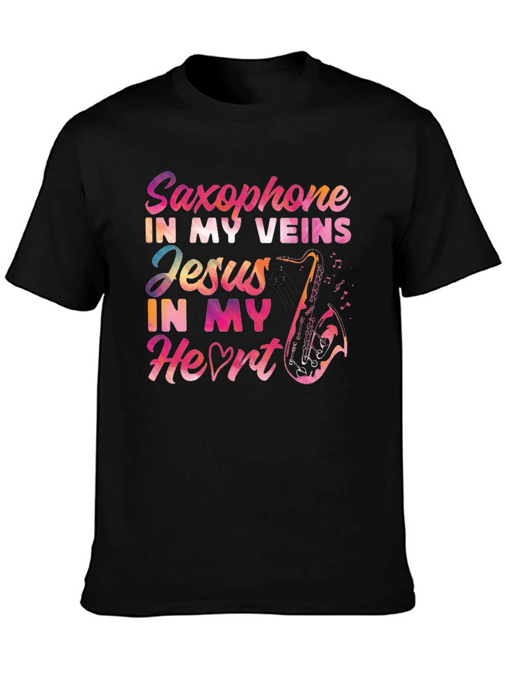 Saxophone Jesus Heart T-Shirt - Musical Faith Tee