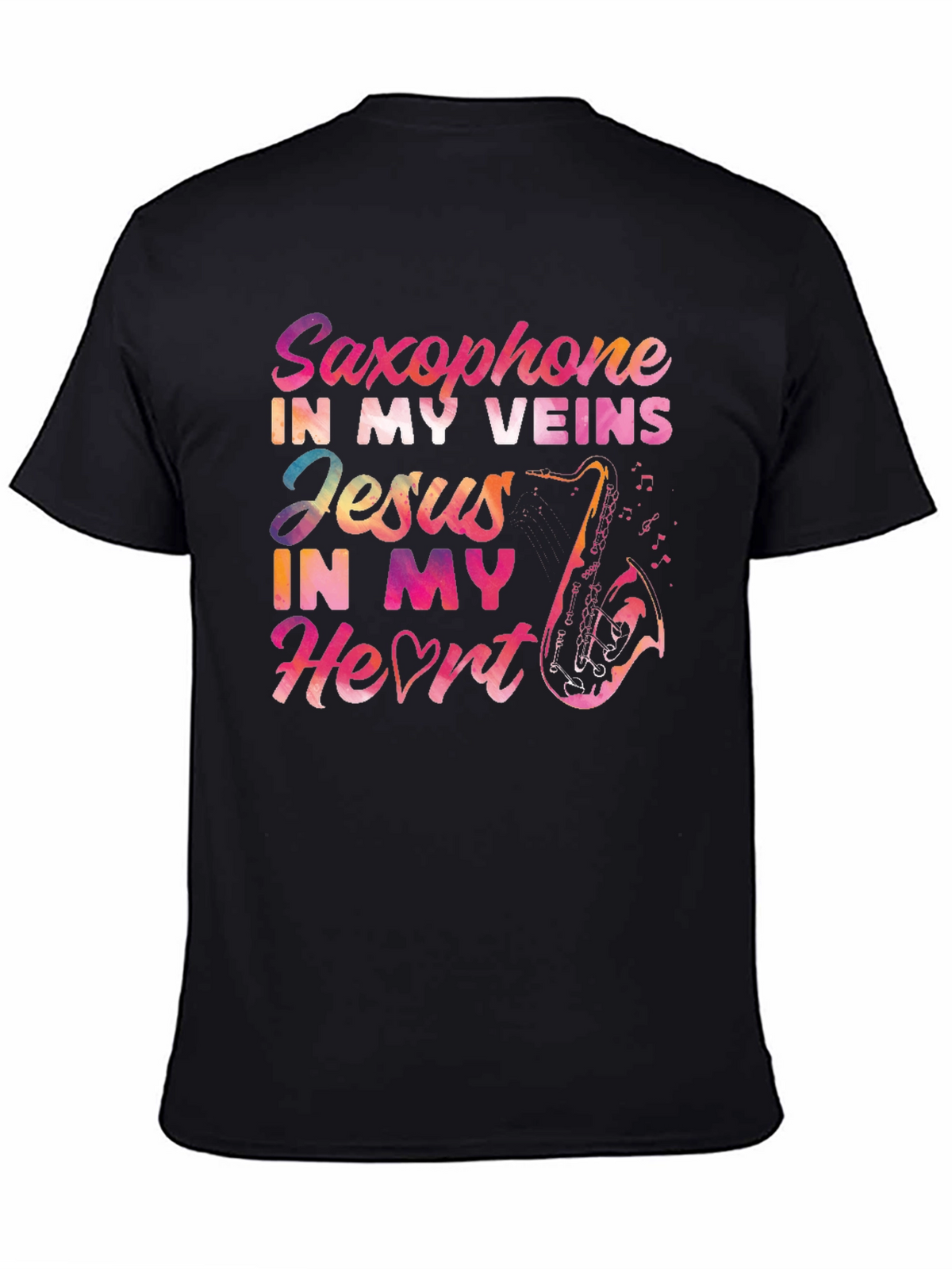 Saxophone Jesus Heart T-Shirt - Musical Faith Tee
