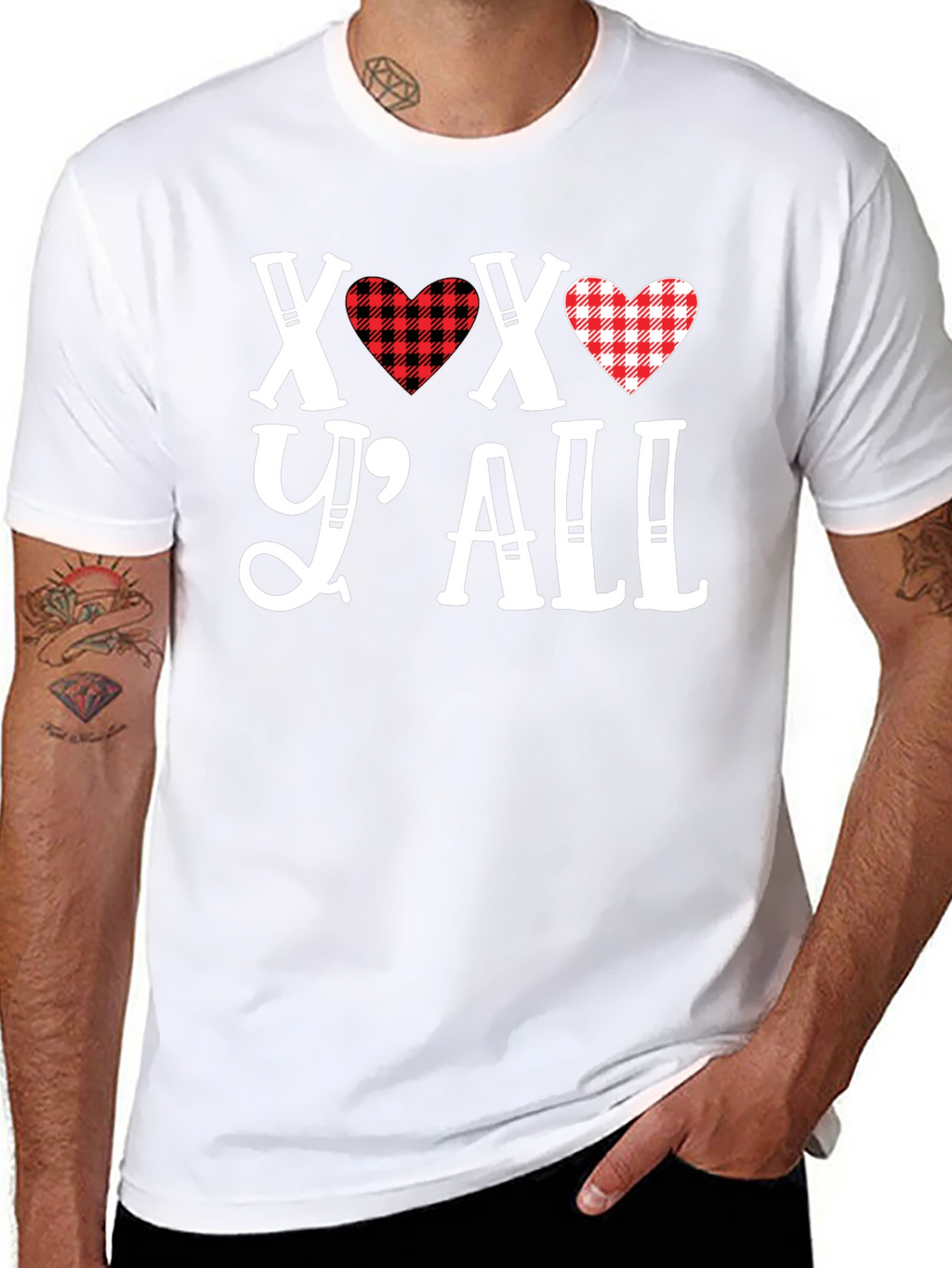 XOXO Yall Heart Plaid Graphic Tee