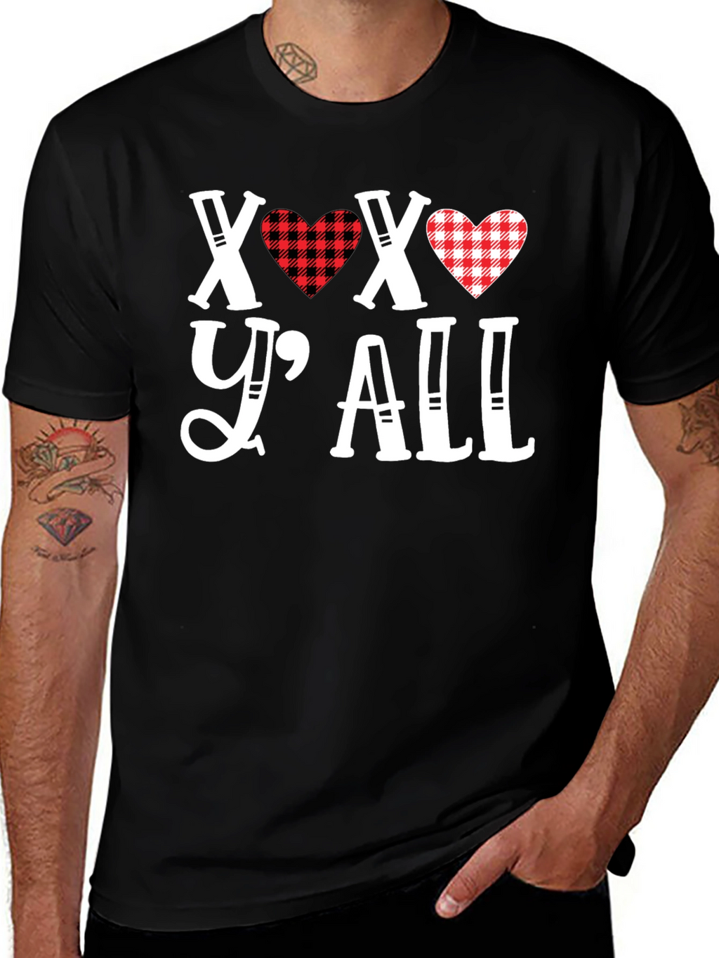 XOXO Yall Heart Plaid Graphic Tee