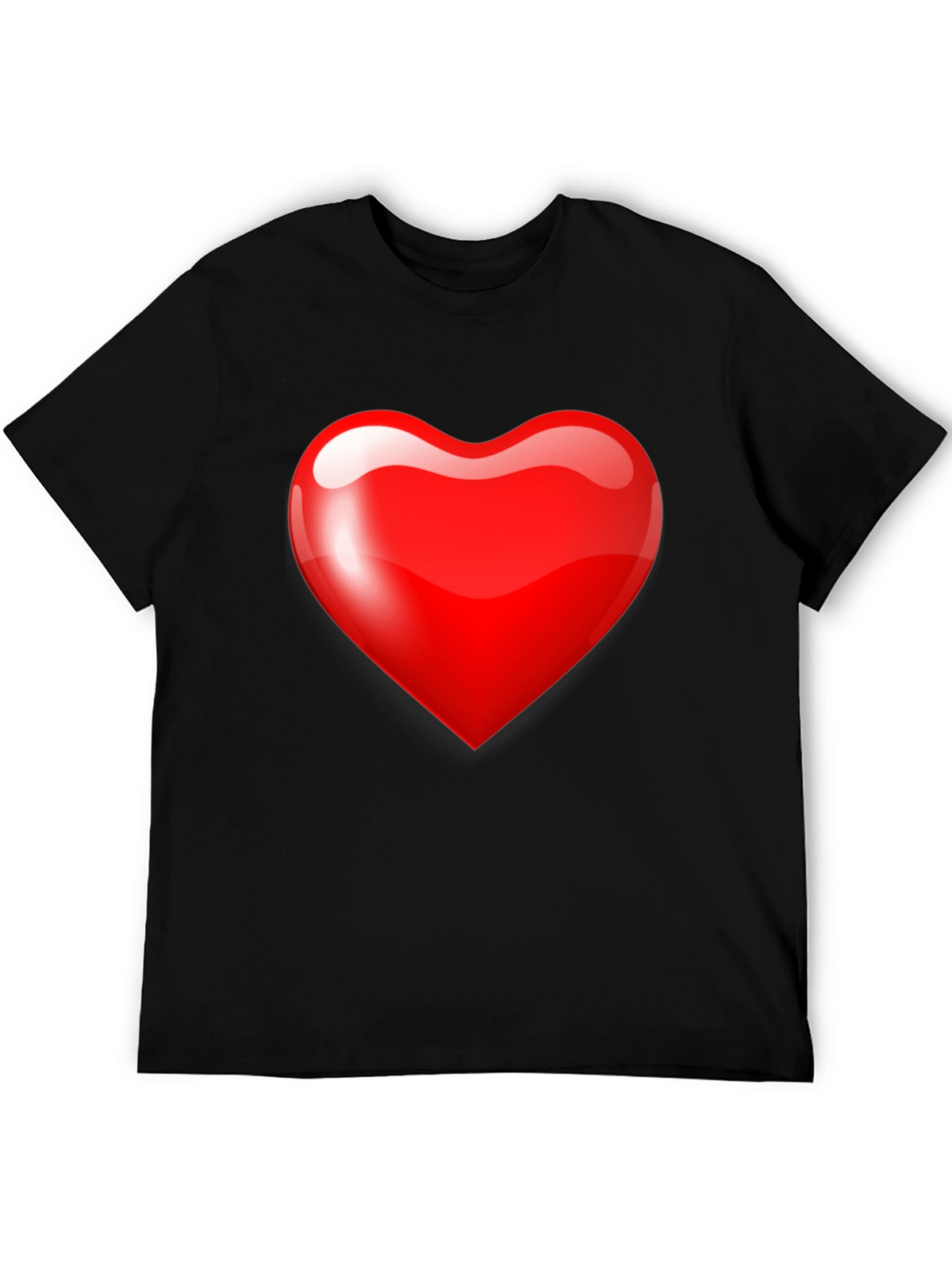 Mens Black T-Shirt with Bold Red Heart Graphic