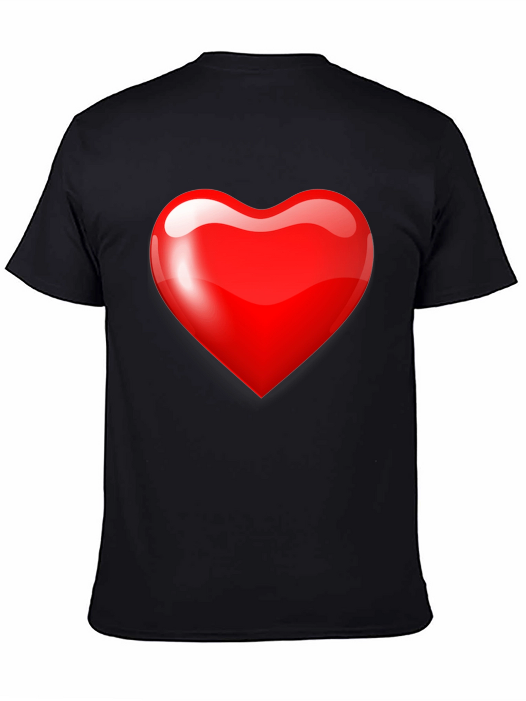 Mens Black T-Shirt with Bold Red Heart Graphic