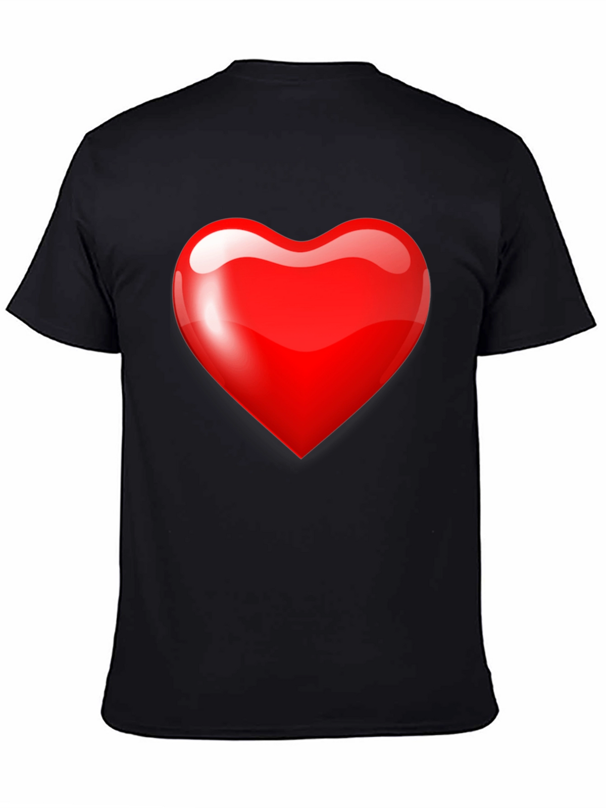 Mens Black T-Shirt with Bold Red Heart Graphic