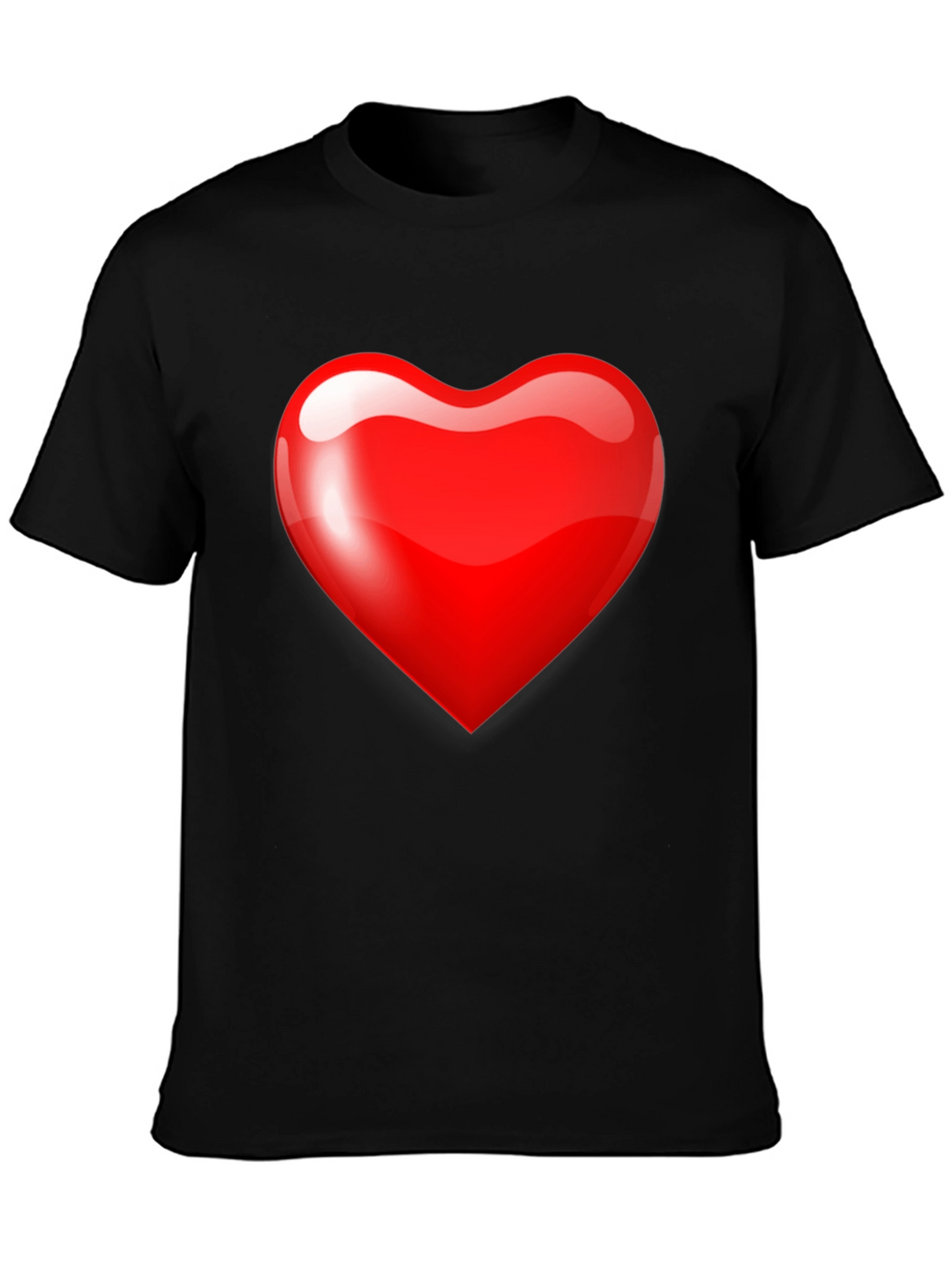 Mens Black T-Shirt with Bold Red Heart Graphic