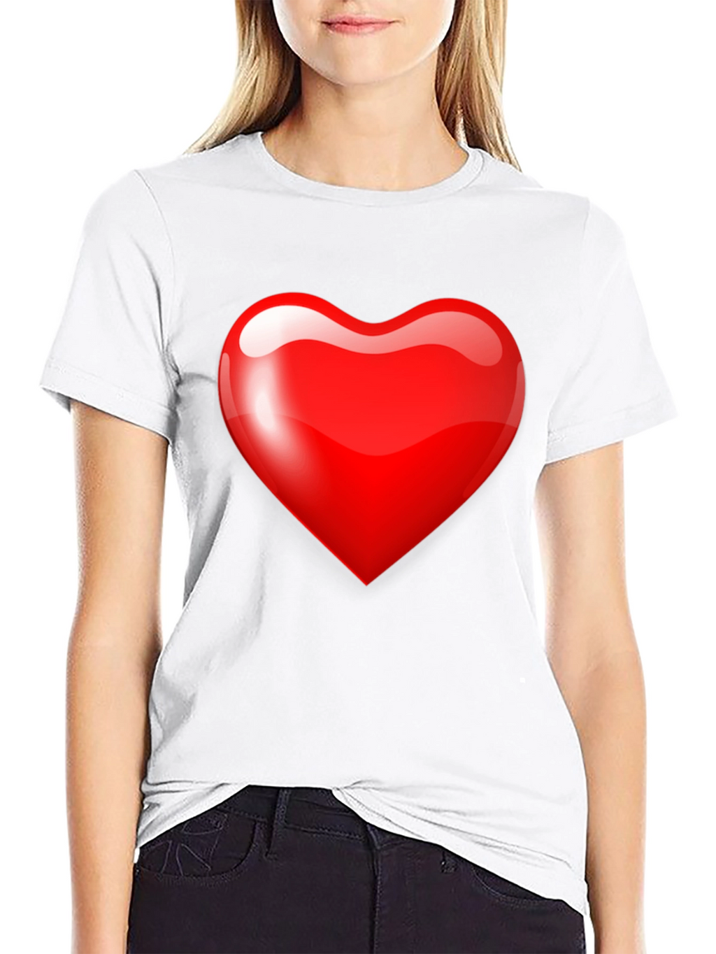 Mens Black T-Shirt with Bold Red Heart Graphic