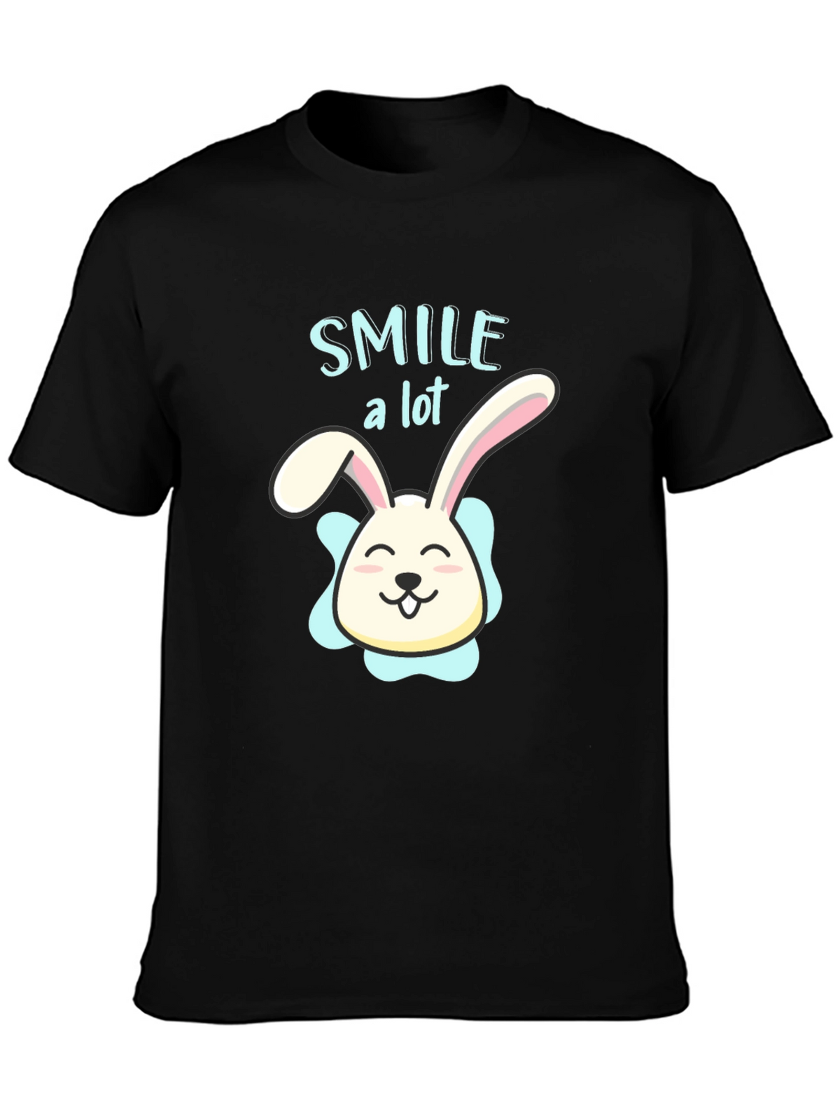 Smile A Lot Bunny Graphic Black T-Shirt