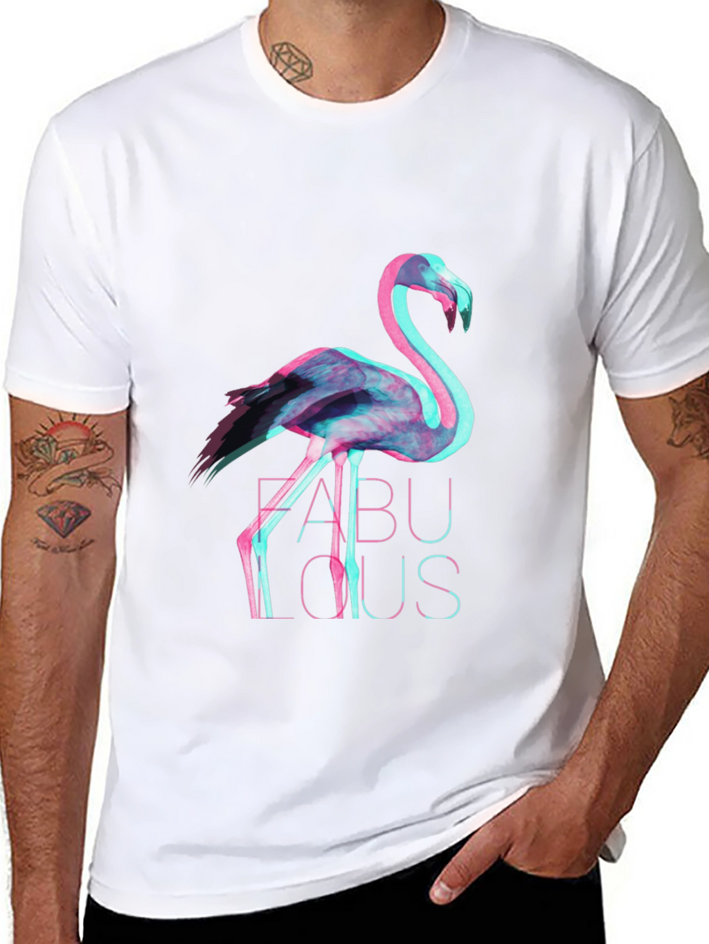 Mens Black Flamingo Fabulous Graphic Tee
