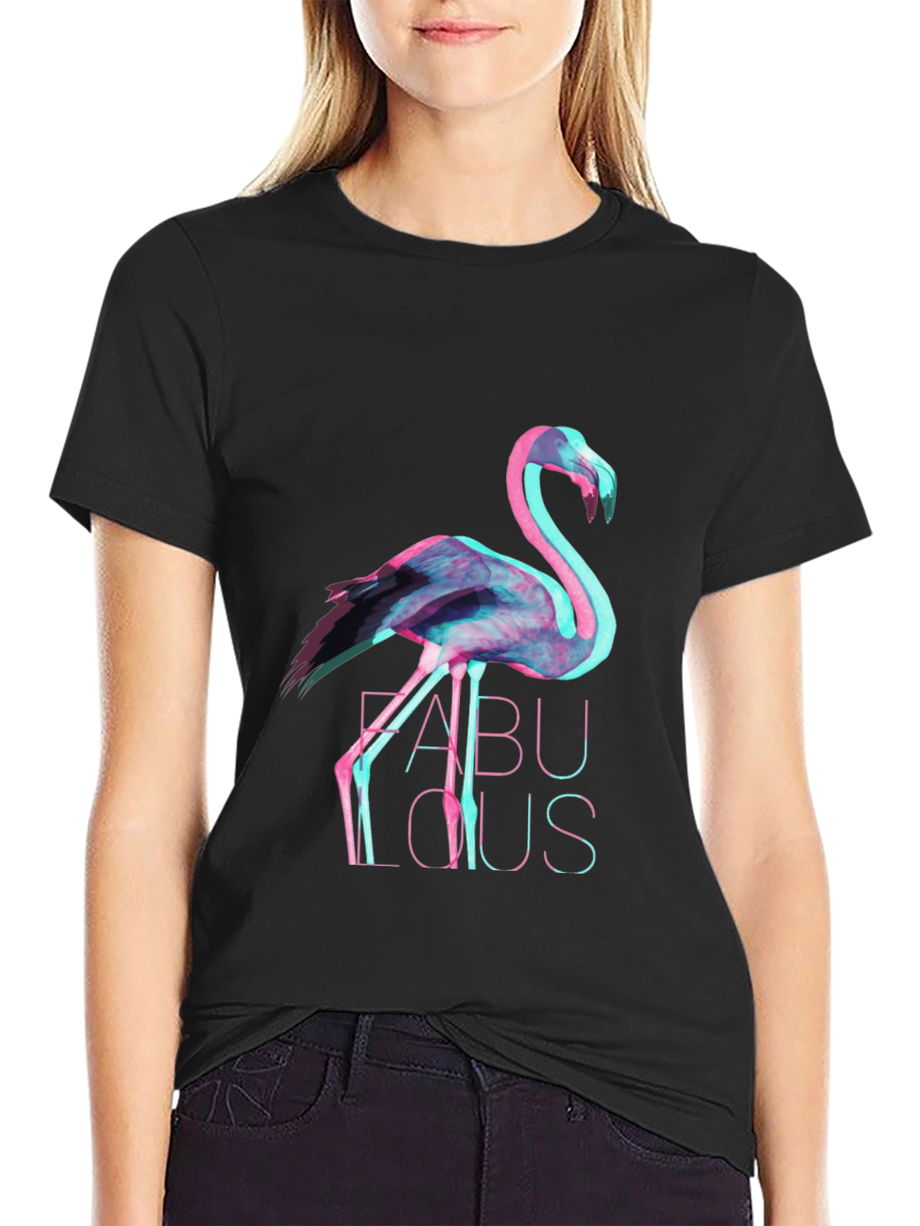 Mens Black Flamingo Fabulous Graphic Tee
