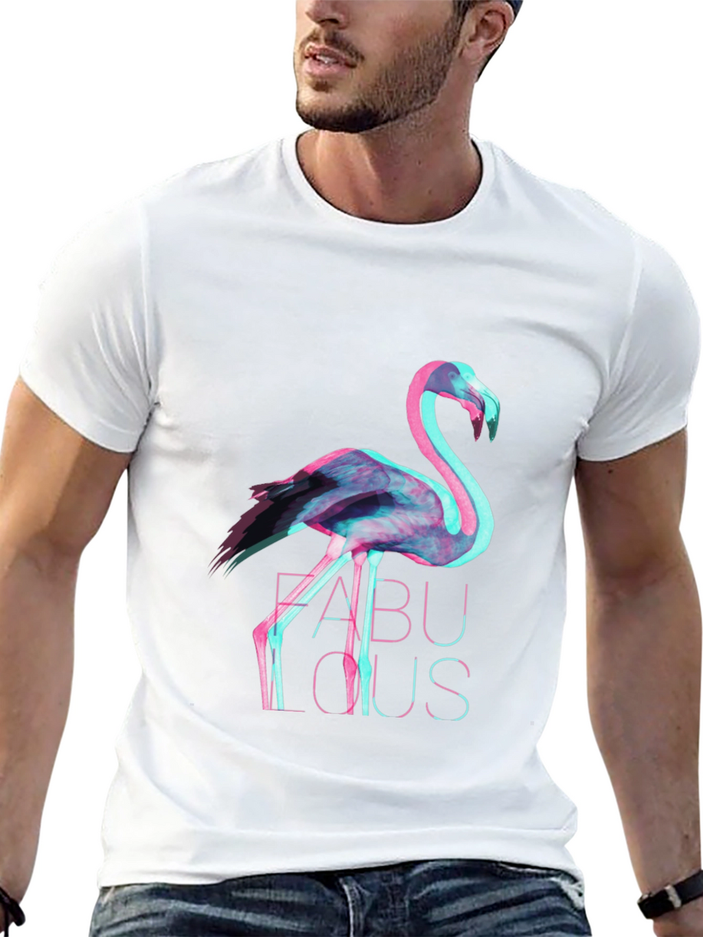 Mens Black Flamingo Fabulous Graphic Tee