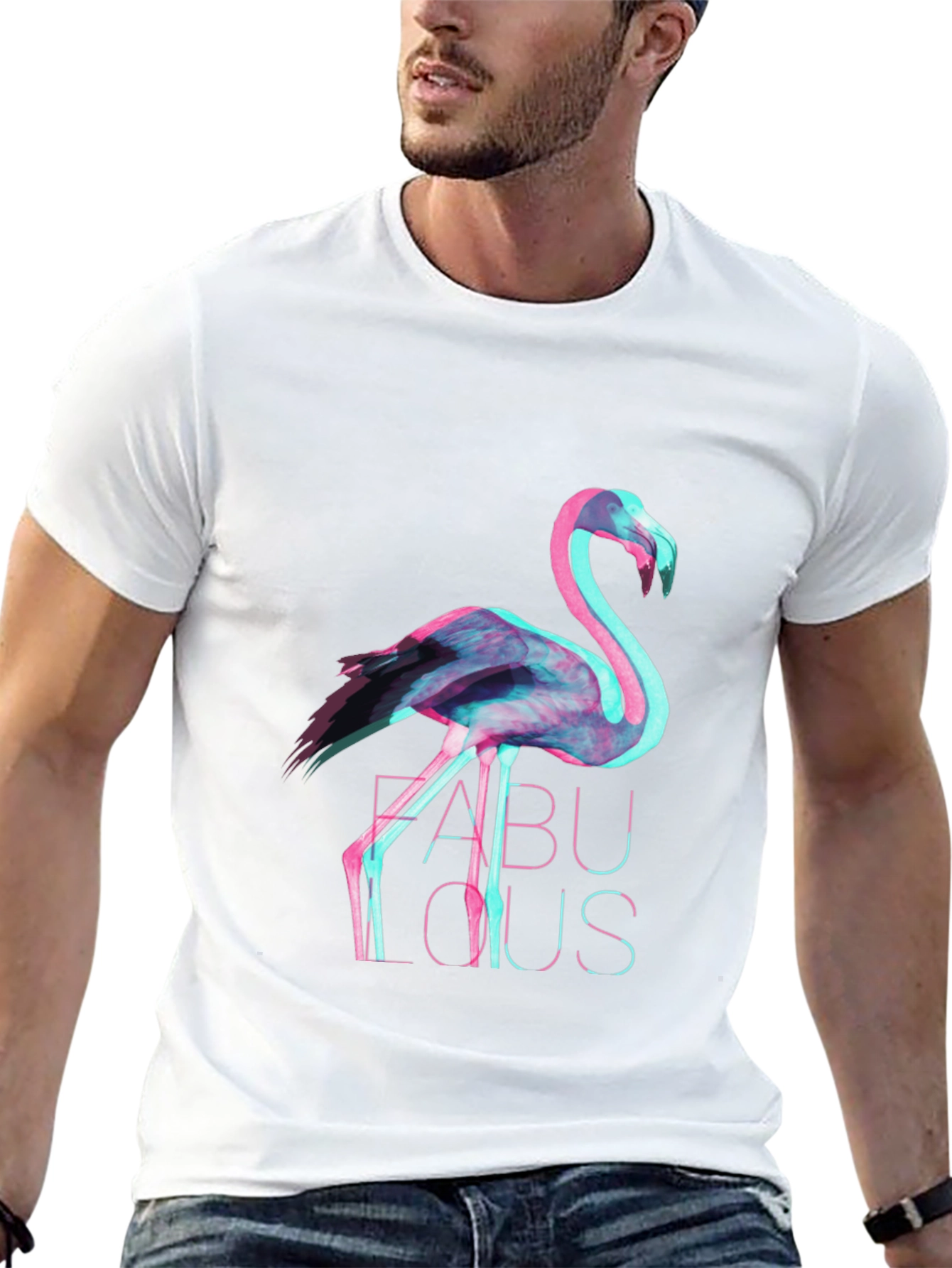 Mens Black Flamingo Fabulous Graphic Tee