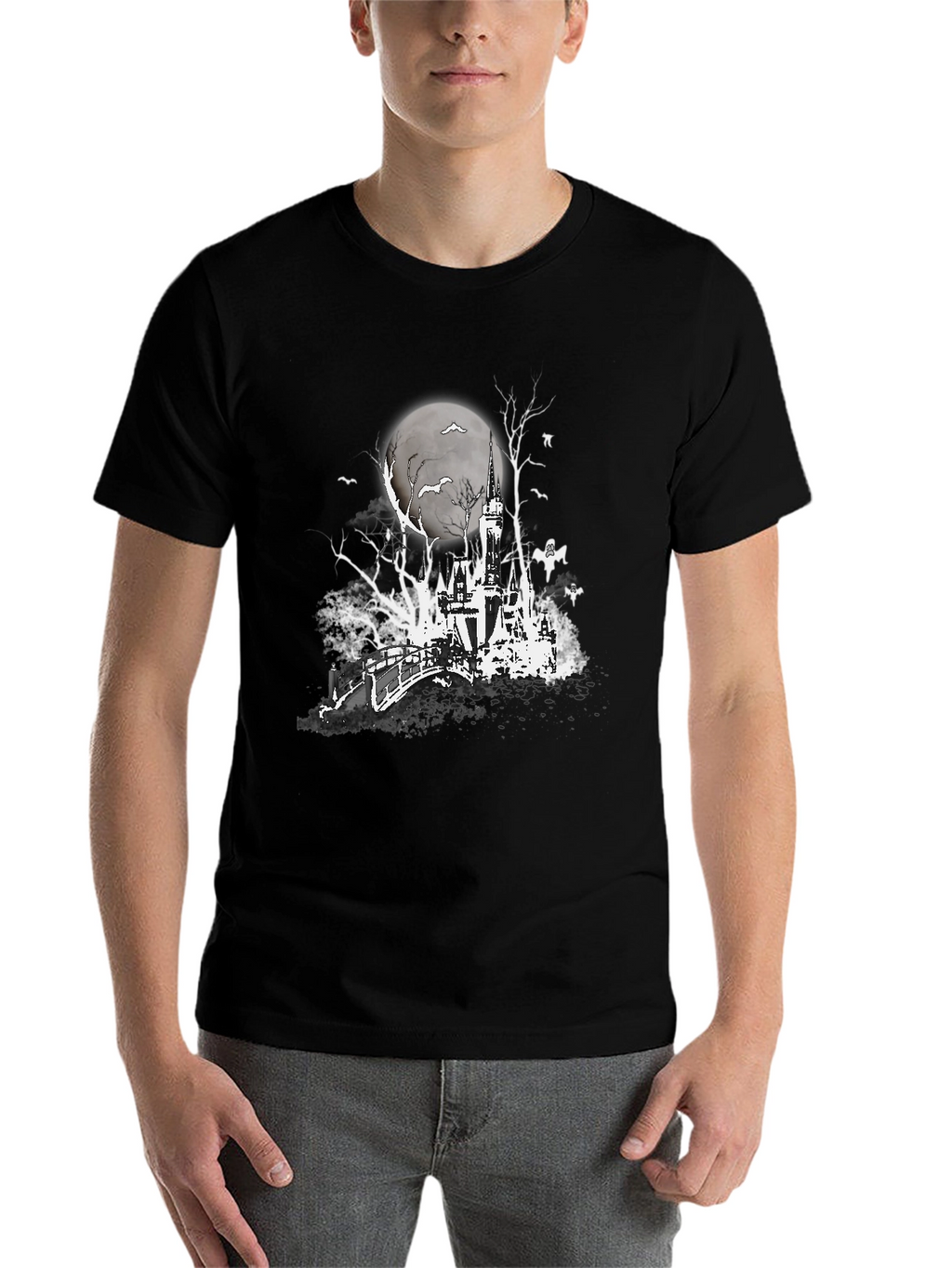 Spooky Castle Graphic Tee - Halloween Shirt