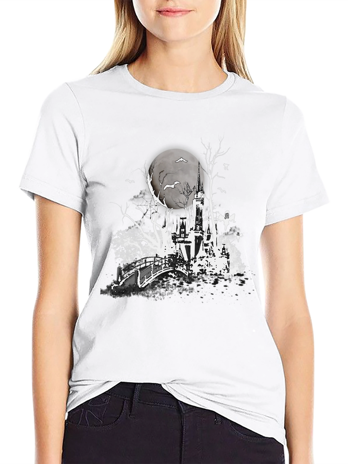 Spooky Castle Graphic Tee - Halloween Shirt