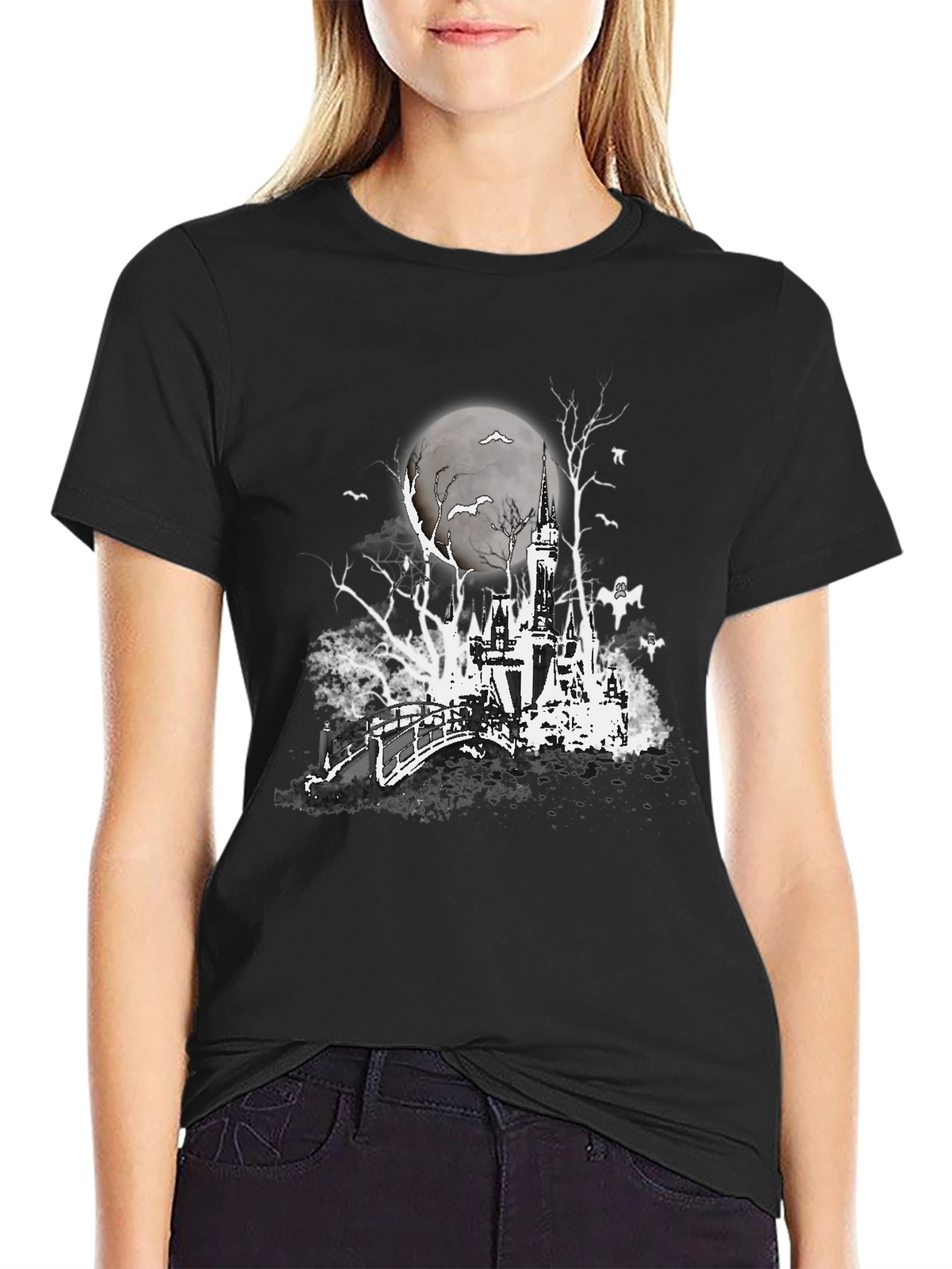 Spooky Castle Graphic Tee - Halloween Shirt