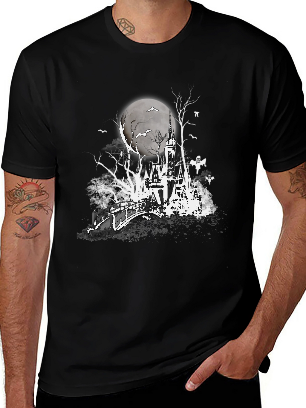 Spooky Castle Graphic Tee - Halloween Shirt