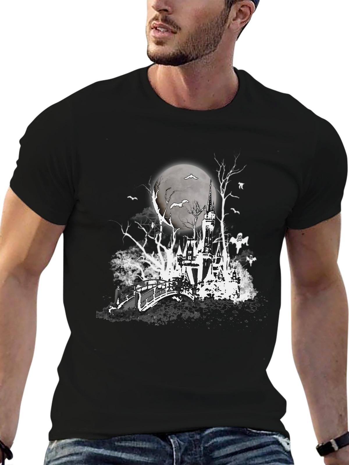 Spooky Castle Graphic Tee - Halloween Shirt