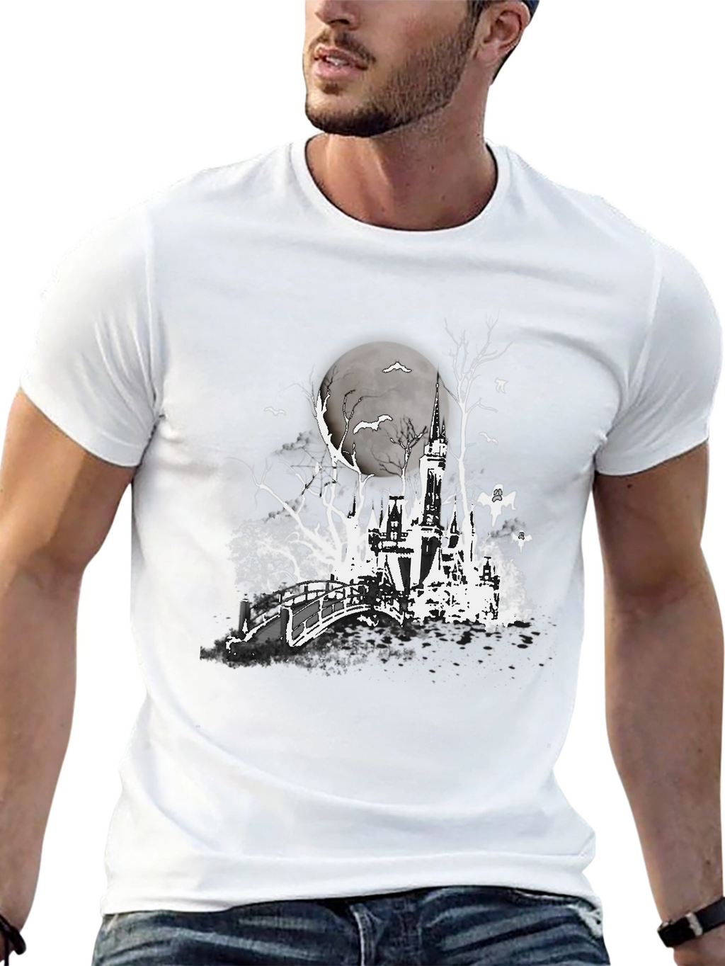Spooky Castle Graphic Tee - Halloween Shirt