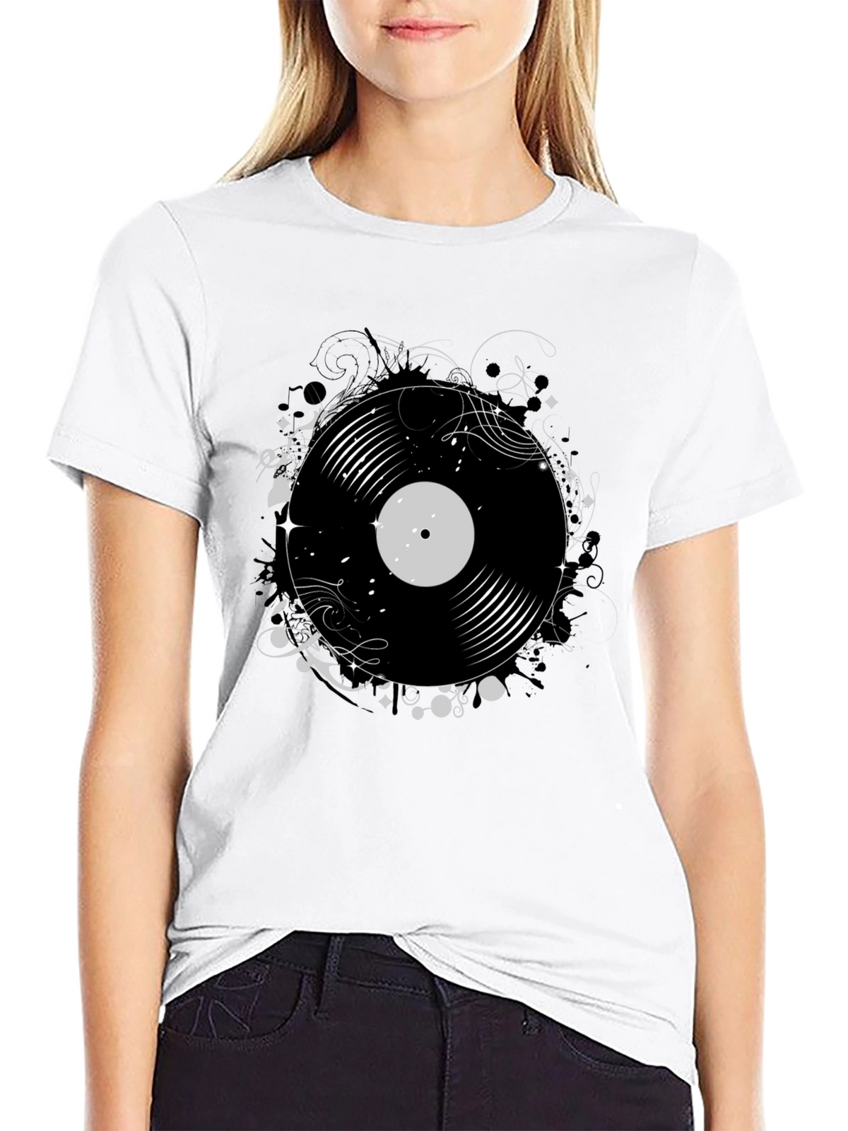 Vinyl Record Graphic Print Tee