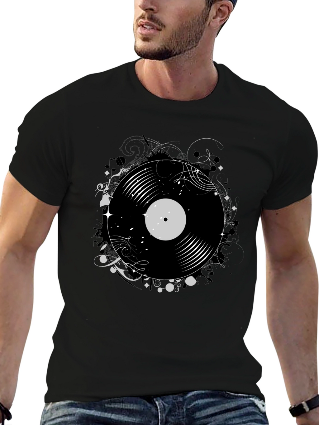 Vinyl Record Graphic Print Tee