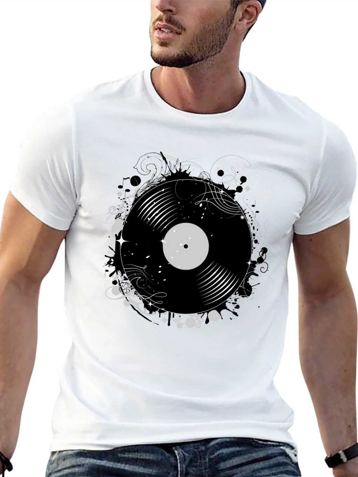 Vinyl Record Graphic Print Tee
