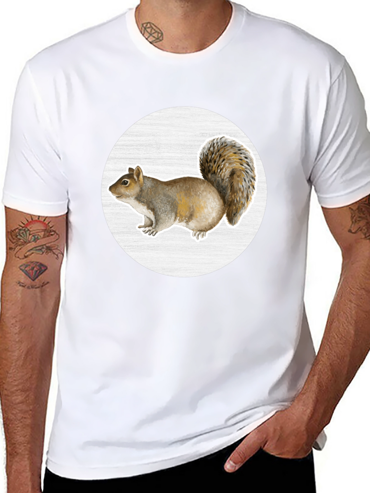 Squirrel Graphic Print Crew Neck T-Shirt
