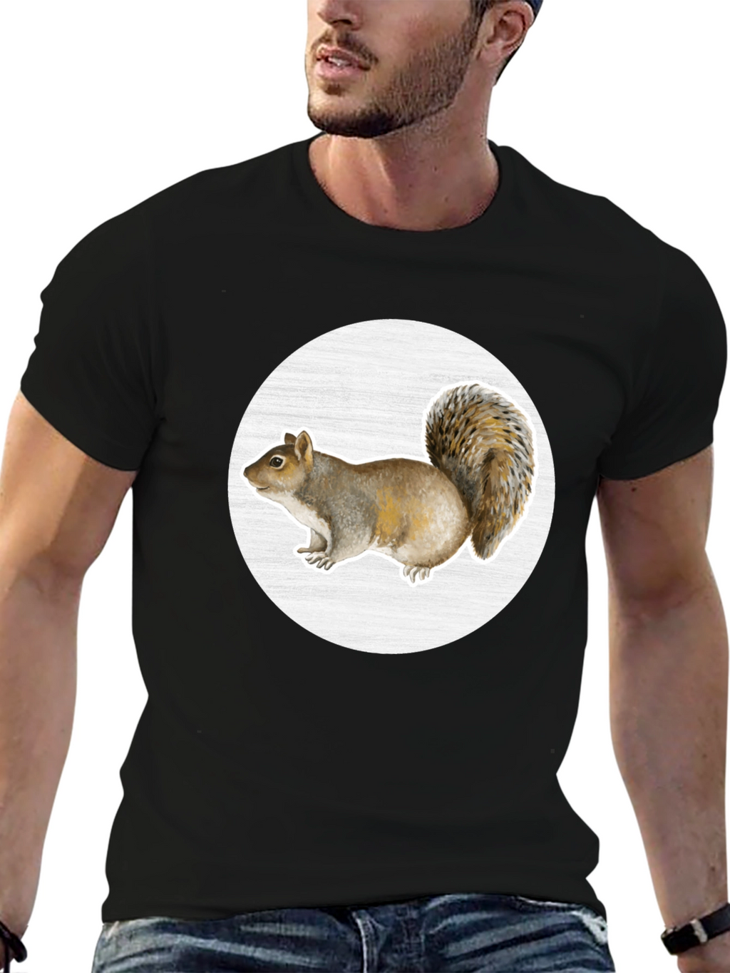 Squirrel Graphic Print Crew Neck T-Shirt