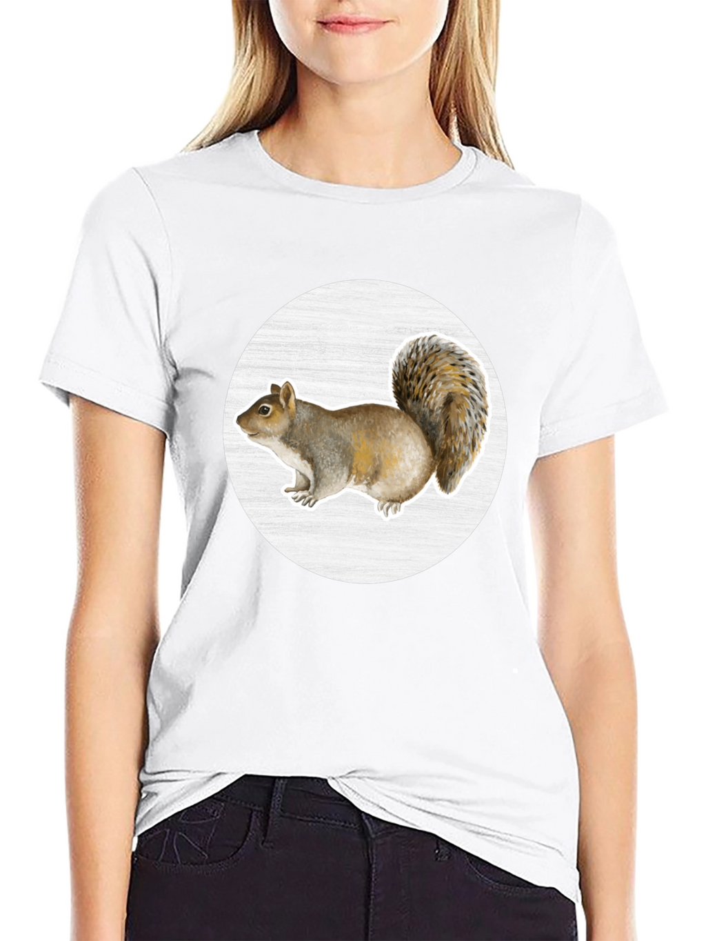 Squirrel Graphic Print Crew Neck T-Shirt