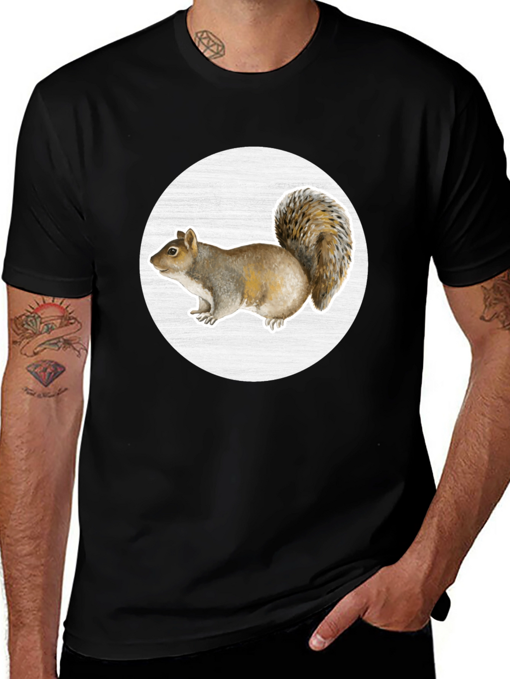 Squirrel Graphic Print Crew Neck T-Shirt