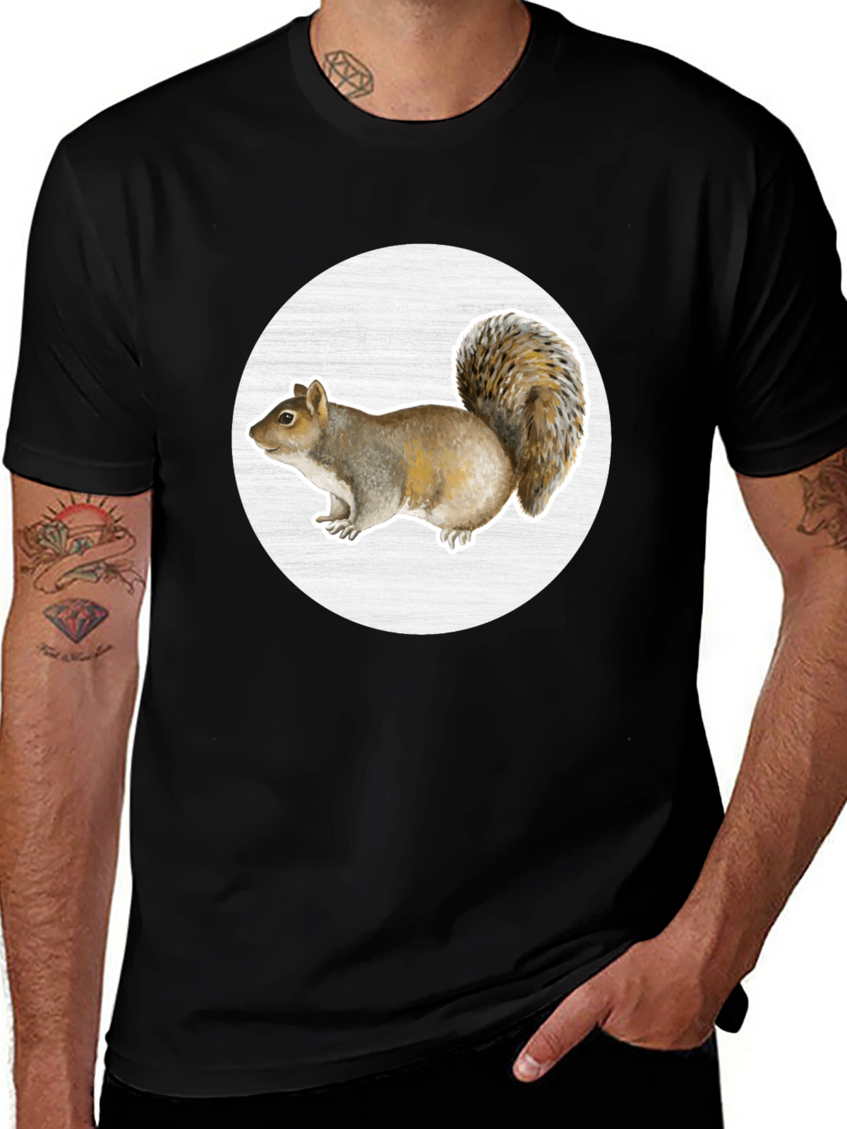 Squirrel Graphic Print Crew Neck T-Shirt