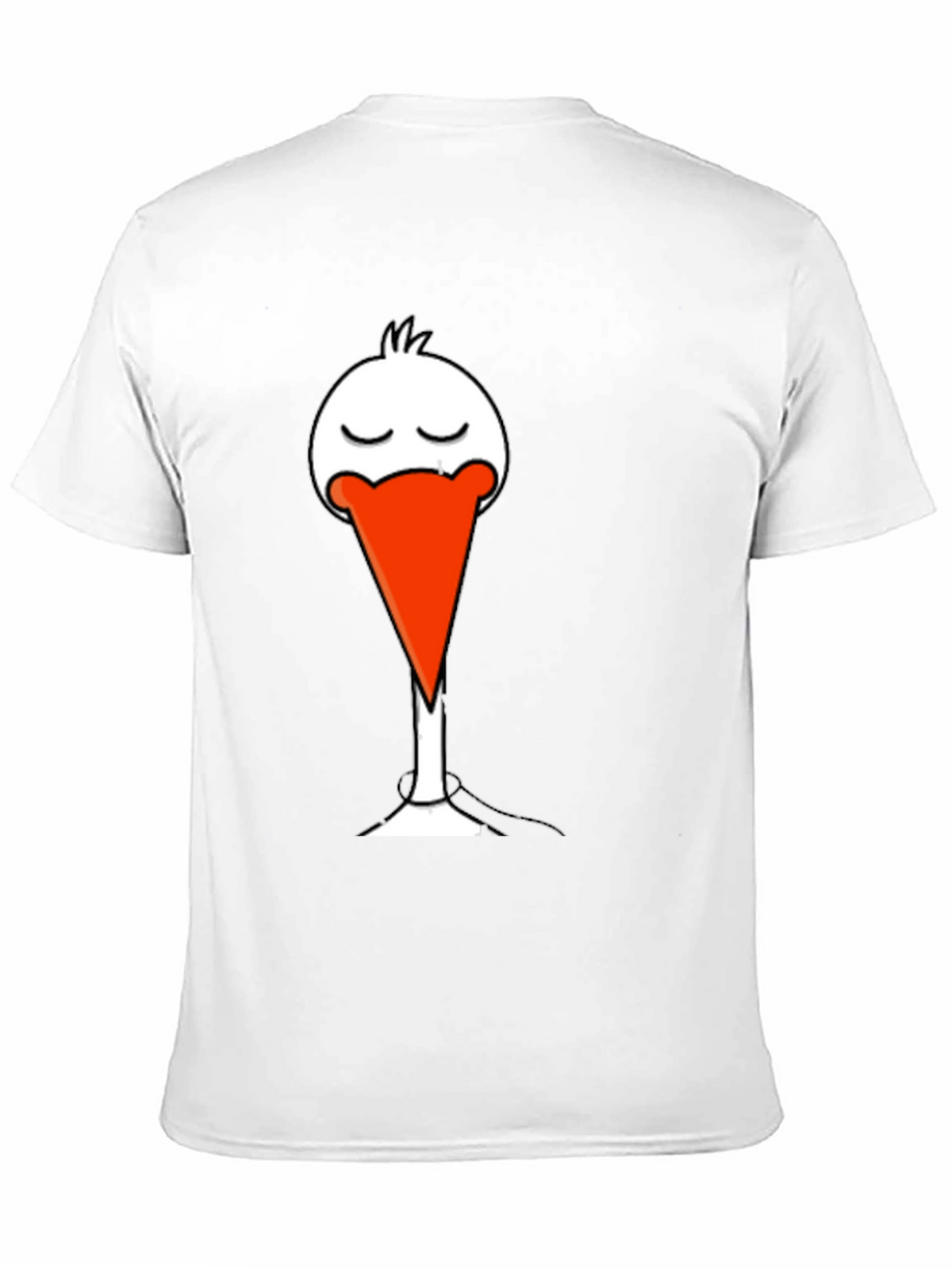 Black T-Shirt with Funny Stork Graphic Print